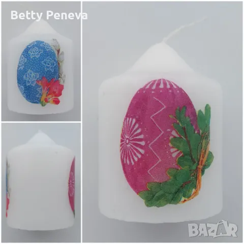 Великденска свещ ръчно направена чрез декупаж