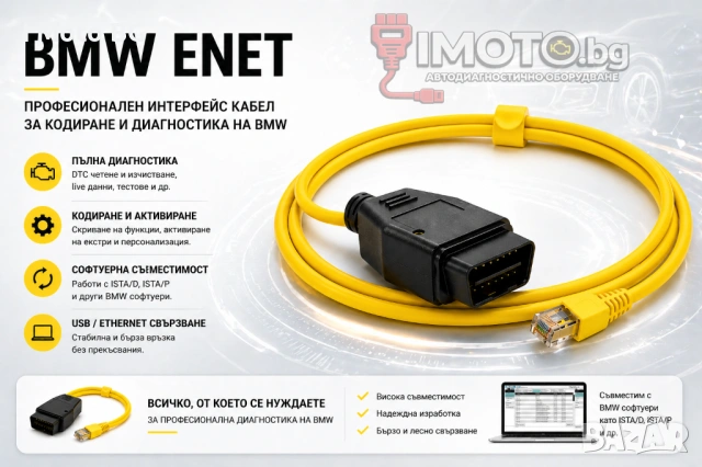 ENET кабел/интерфес съвместим с ISTA и E-Sys за BMW/Mercedes