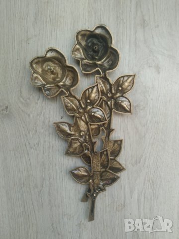 стара бронзова апликация,обков -рози, снимка 3 - Други ценни предмети - 38142424