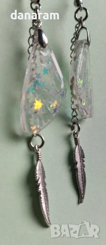 стилни обеци от епоксидна смола с вградени естествени цветя., снимка 2 - Обеци - 50964421