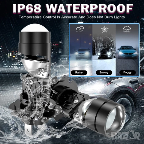 Мини Н7 LED с лупа  за основни фарове, снимка 10 - Аксесоари и консумативи - 51947562