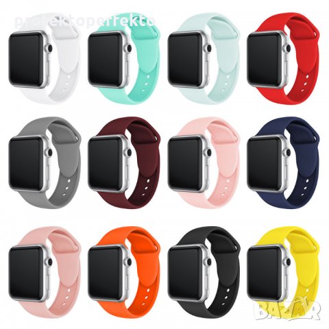 Силиконова каишка Apple watch 7 – 38mm, 40mm/ 41mm  жълта, Yellow, снимка 4 - Смарт часовници - 35512831