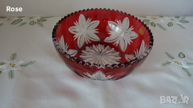 Кристална червена фруктиера/купа BLEIKRISTALL Exclusiv Handarbeit Germany., снимка 6 - Аксесоари за кухня - 51503314