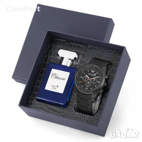  Мъжки комплект, 55 мл Парфюм и черен часовник, Polo Air, снимка 2 - Мъжки - 50394000