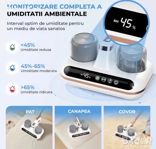 Elindor UV-C прахосмукачка против акари за матраци и тапицерии, снимка 3 - Прахосмукачки - 55715360