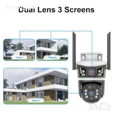 Тройна Камера за видеонаблюдение със соларен панел 8MP V380, снимка 3 - IP камери - 51233090