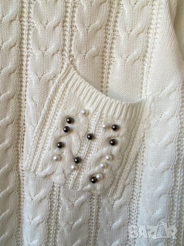 Дамски пуловер с перли - М, снимка 3 - Блузи с дълъг ръкав и пуловери - 40372050