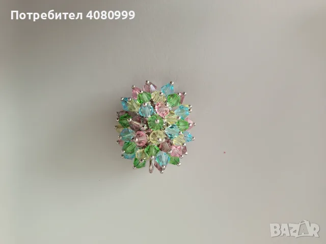 Красива сребърна висулка с цветни камъчета, снимка 3 - Колиета, медальони, синджири - 56088542