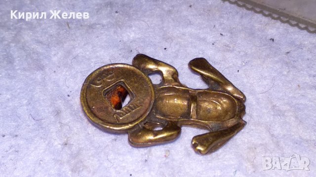 МАЛКА МЕСИНГОВА ЖАБКА с МОНЕТКА и КЕХЛИБАРЧЕ - ФЪН ШУЙ ФИГУРКА за ЩАСТИЕ КЪСМЕТ ПАРИ 34566, снимка 6 - Колекции - 39086896