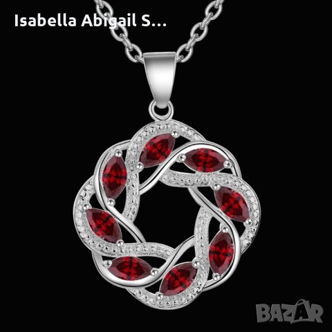 Сребърни колиета с червени и розови сапфири, снимка 8 - Колиета, медальони, синджири - 31632110