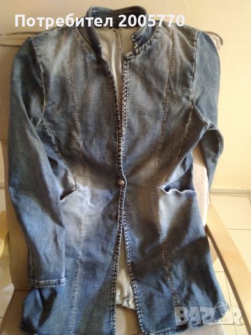 Дамско еластично, дълго дънково яке, размер М/L
