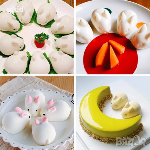 3D малко заоблено зайче заек Силиконов молд форма калъп фондан шоколад гипс сапун свещ смола, снимка 7 - Форми - 36541685