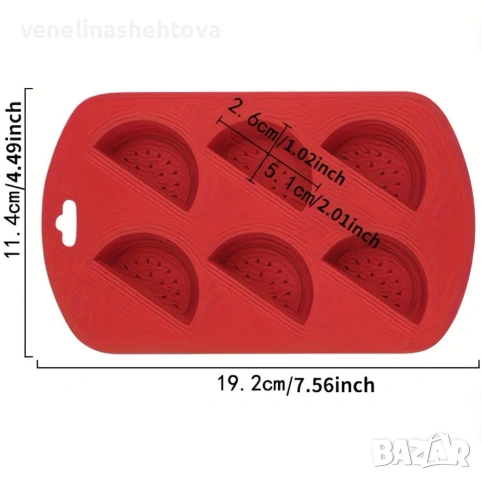 6 броя резен парче диня силиконов молд форма свещи гипс сапун смола фондан декорация торта , снимка 2 - Форми - 54177278