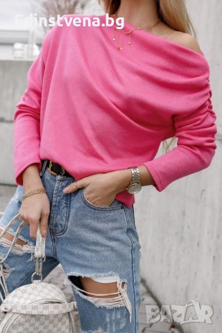 Дамска блуза в розов цвят с дълъг ръкав, снимка 1 - Блузи с дълъг ръкав и пуловери - 42651632