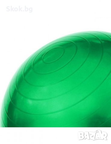 Гимнастическа топка 65 см - зелена, с помпа, снимка 2 - Фитнес уреди - 37976639
