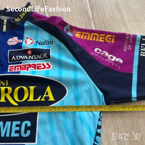 Винтидж колоездачна фланелка Vini Caldirola Cidermec Nalini, мъжка Вело тениска размер L, снимка 4 - Спортни дрехи, екипи - 53278575