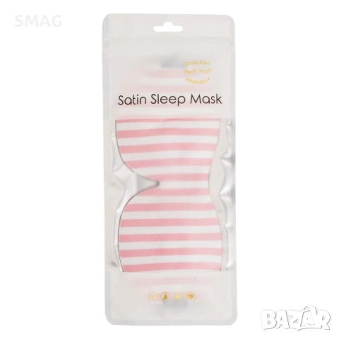 Маска за сън от сатен, розови ивици, 3D Cup форма, 21x9 см_1247916, снимка 4 - Други - 52286307