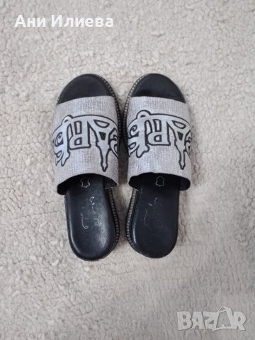 Дамски сребърни чехли естествена кожа, снимка 2 - Чехли - 36834665