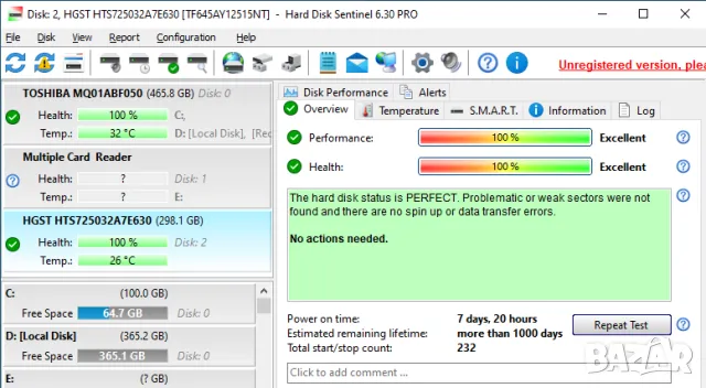Хард диск 320GB Hitachi Z7K500-320, 2.5", 32MB, 7200 RPM, SATA3(6Gb/s), снимка 2 - Твърди дискове - 49979249