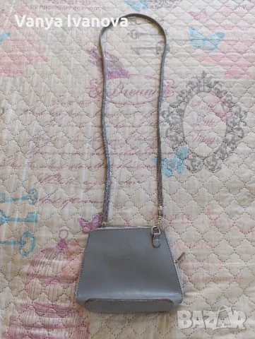 Vera pelle малка сива чанта естествена кожа 