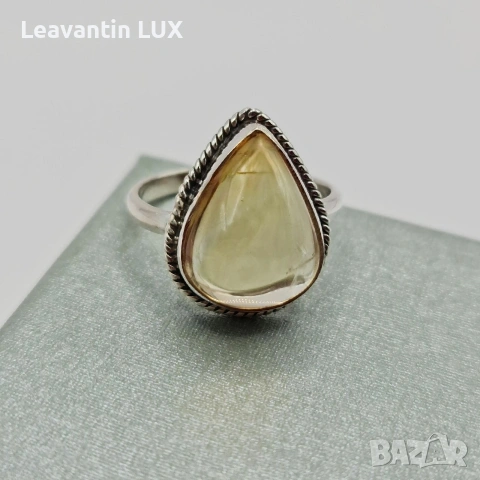 Сребърен пръстен с камък от естествен Цитрин, снимка 2 - Пръстени - 54096989