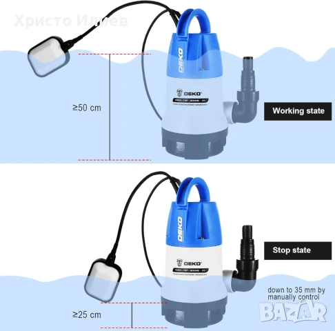 Потопяема водна помпа 400W 8000L/H за чиста и мръсна вода авто стоп, снимка 2 - Водни помпи - 53971051