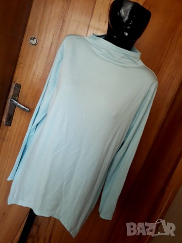 Светло тюркоазена свободнно падаща блуза туника ХЛ