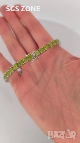 СРЕБЪРНА ГРИВНА 925 С НАТУРАЛЕН ПЕРИДОТ, снимка 6 - Гривни - 52709167