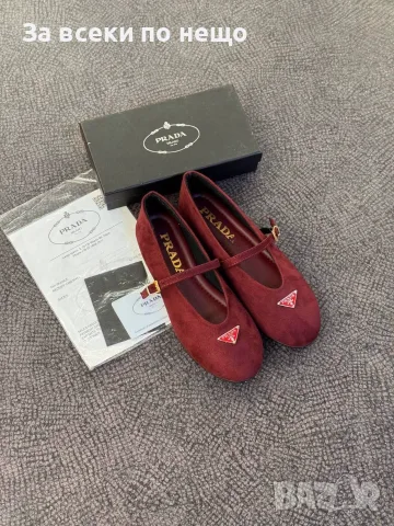 Prada Луксозни Велурени Дамски Обувки Тип Мери Джейн С Каишка И Емблематично Лого-3 Цв. Код SEM-828, снимка 4 - Дамски ежедневни обувки - 56130988