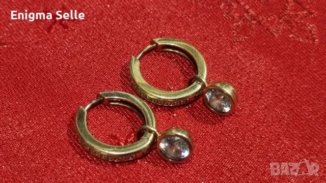 Сребърни обеци с позлата , снимка 2 - Обеци - 50339379