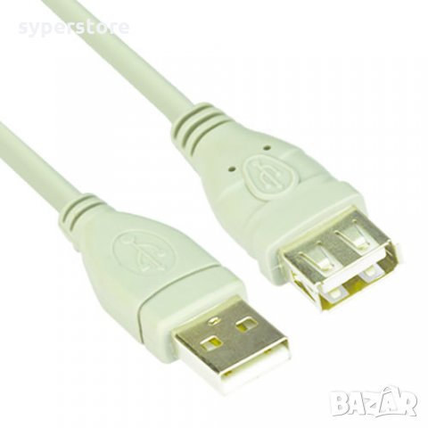 Кабел USB2.0 Мъжко към Женско 3m Сив VCom SS001280 Cable USB - USB M/F, снимка 1 - Кабели и адаптери - 34333675