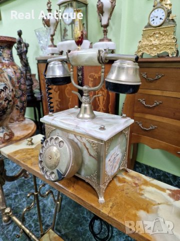 Страхотен антикварен немски телефон от оникс с метални орнаменти , снимка 5 - Антикварни и старинни предмети - 44507067