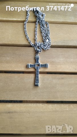 Колие с кръст, висулка с цвят черно и металик, снимка 5 - Колиета, медальони, синджири - 40804808
