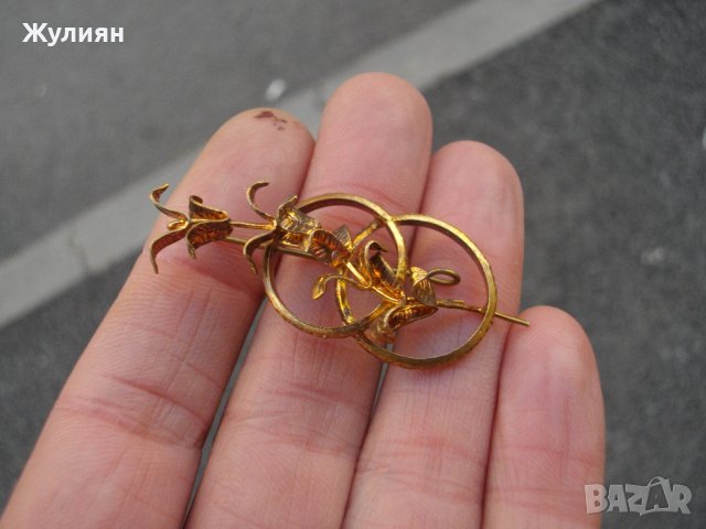 СТАРА ПОЗЛАТЕНА БРОШКА, снимка 4 - Антикварни и старинни предмети - 39144516