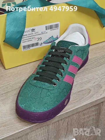 Gucci x adidas Gazelle 'Green GG Monogram No.39 !! OP 650€ Продават се обувки Adidas Gucci, снимка 5 - Кецове - 56056804