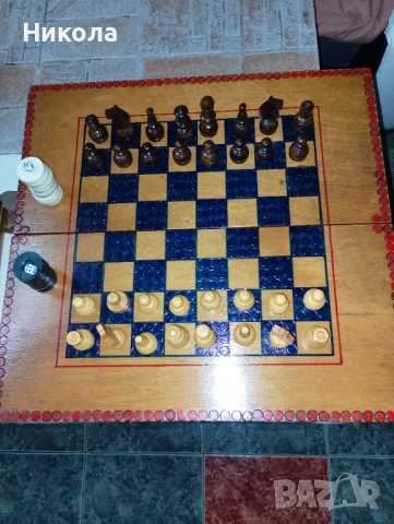 Шах табла 48/48 от соца с дървени фигури и пулове, снимка 15 - Къмпинг мебели - 51628607