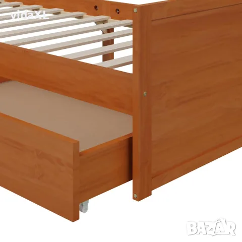 vidaXL Рамка за легло с чекмеджета, меденокафява, бор масив, 90х200 см, снимка 7 - Спални и легла - 56146839