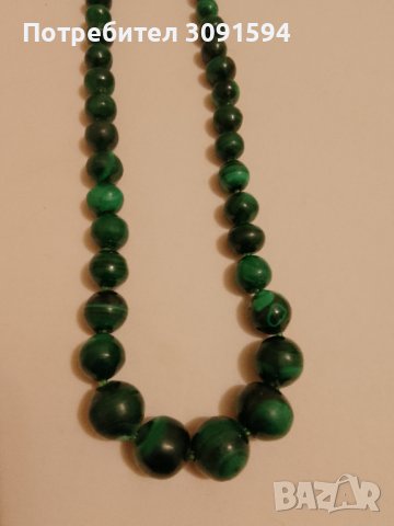 ОГЪРЛИЦА ОТ ЕСТЕСТВЕН ПОЛУСКЪПОЦЕН КАМЪК малахит, снимка 6 - Антикварни и старинни предмети - 42183210