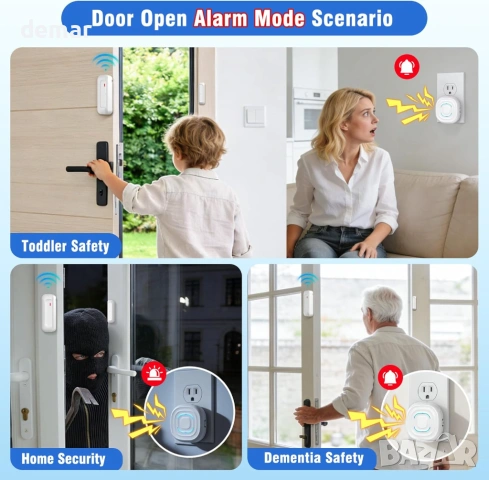 SANJIE Безжичен сензор за аларма за врата, 3 режима, 30 мелодии, 1 приемник и 1 сензор, снимка 7 - Други стоки за дома - 53933807