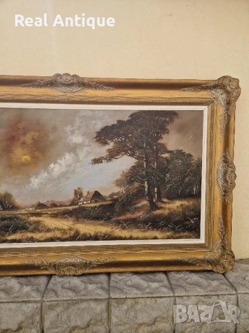 Уникална огромна авторска майсторска белгийска картина масло върху платно , снимка 4 - Антикварни и старинни предмети - 50687224