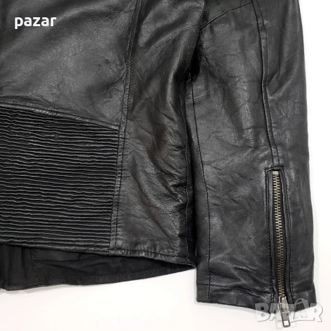 JACK & JONES Мъжко Кожено Яке Рокерско Мото Рокерия Метал Естествена Кожа L, снимка 7 - Якета - 52967809