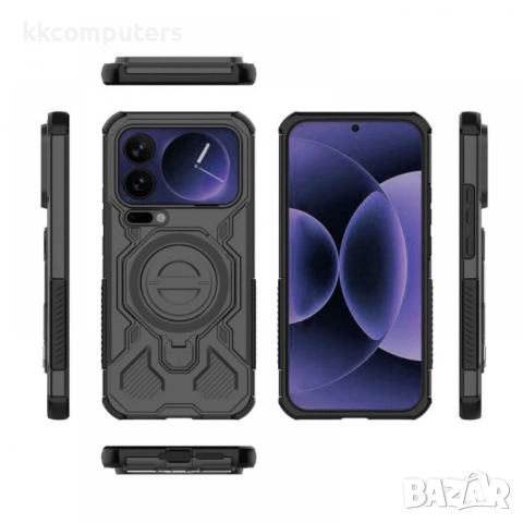 WANLONFENG KJ Калъф за Xiaomi 17 Pro - PC+TPU, Скрита стойка, 2 стъкла, Голям отвор, 4 цвята, снимка 6 - Калъфи, кейсове - 53888767