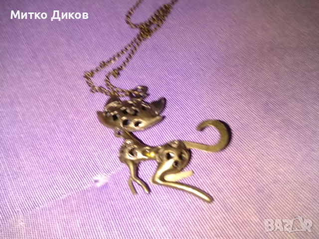 Медальон верижка котка с камъчета, снимка 5 - Колиета, медальони, синджири - 51835244