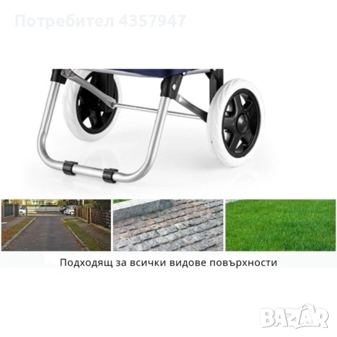 Сгъваема пазарска количка Troll03Blue – 56 литра, лека и водоустойчива, снимка 4 - Други стоки за дома - 53156716