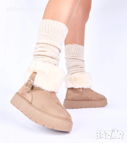 Дамски снежни боти с кожена облицовка Krissy