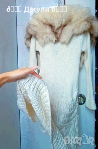 Стилно палто от ангора с естествен косъм, снимка 8 - Палта, манта - 51679711