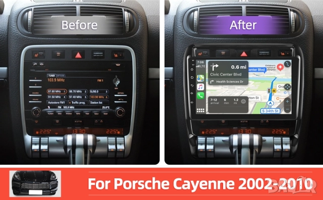9" Мултимедия за Porsche Cayenne (2002-2010), 2+64gb, 4core, Android 13 , снимка 8 - Аксесоари и консумативи - 52967452