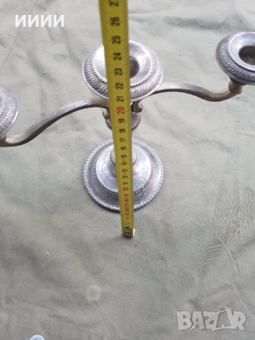 Посребрен свещник тройка, снимка 4 - Антикварни и старинни предмети - 52220529