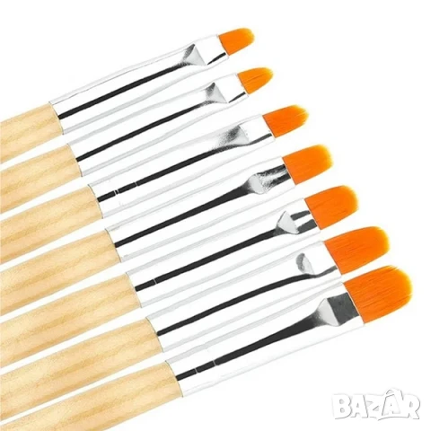 РАЗПРОДАЖБА! - 7 бр. заоблени четки за акрил и гел, снимка 2 - Продукти за маникюр - 51093872