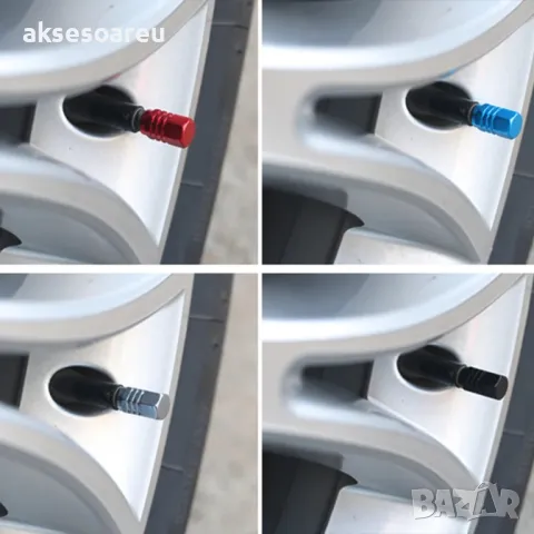 Нови 4 бр. алуминиеви капачки за вентили на джанти гуми за украса на кола автомобил колело велосипед, снимка 6 - Аксесоари и консумативи - 50332830